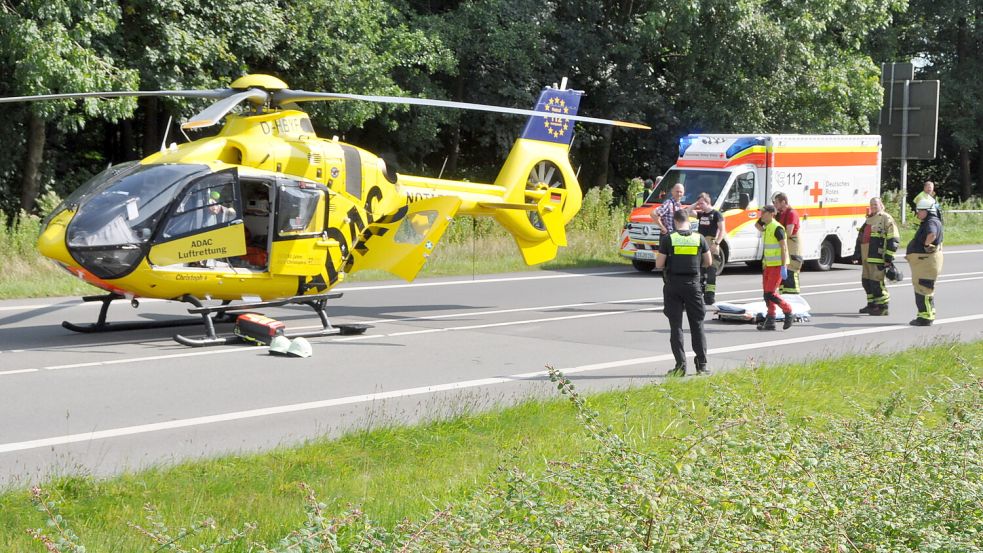 Ein Rettungshubschrauber war am Samstag im Einsatz. Foto: Wolters