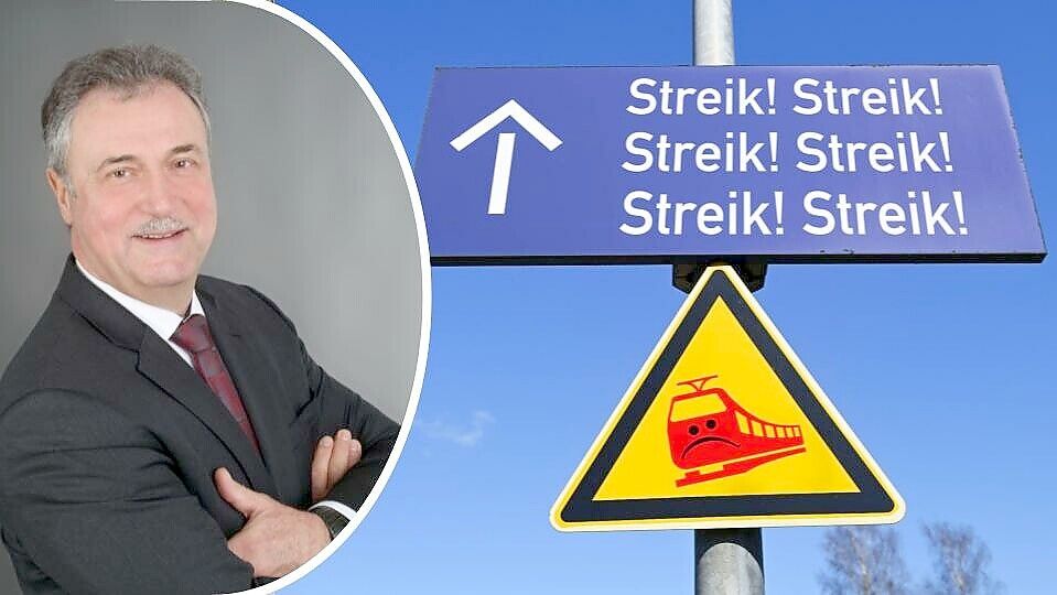 Claus Weselsky, 1959 in Dresden geboren, ist durch die Streiks der Lokführergewerkschaft GDL zu einem der bekanntesten Gewerkschafter Deutschlands geworden. Für unsere Redaktion berichtet er über seine Perspektiven auf die Situation in Ostdeutschland. Foto: Fotos: GDL/Imago; Montage: NOZ/Ebert