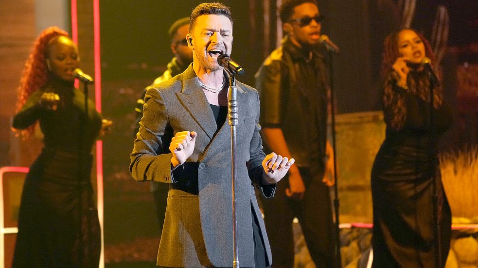 Trifft auch die ganz hohen Töne: Justin Timberlake, hier bei einem Auftritt im April in Los Angeles. Foto: AP/Chris Pizzello