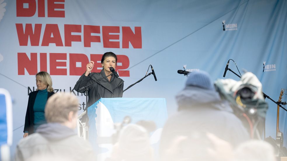 Die BSW-Vorsitzende Sahra Wagenknecht fordert seit längerem einen Waffenstillstand in der Ukraine. Foto: dpa/Sebastian Gollnow