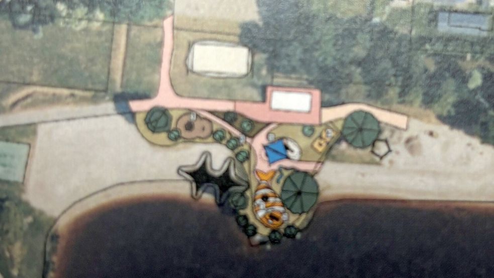 Ein Blick von oben. So soll laut Planskizze der neue Spielplatz am Idasee aussehen. Skizze: Gemeinde