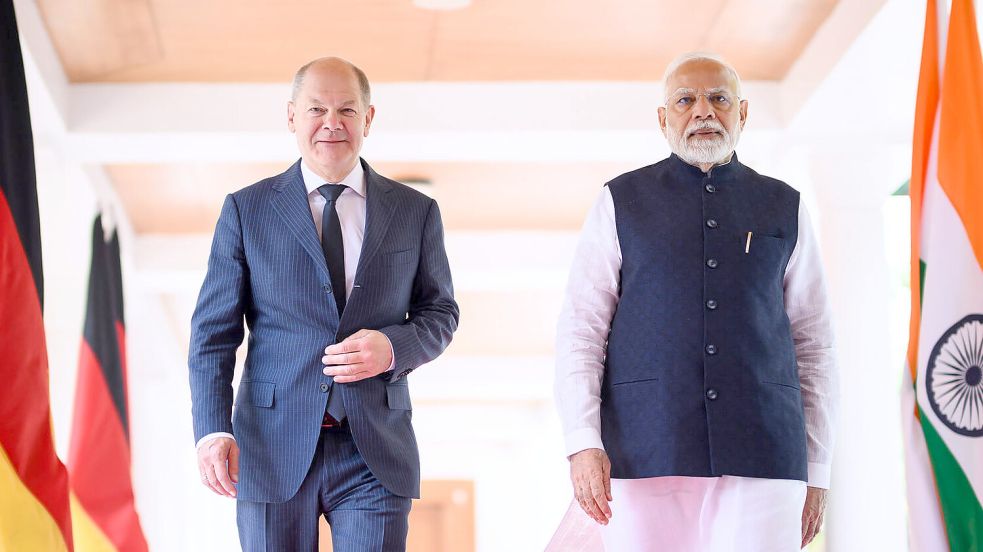 Für Olaf Scholz ist Indiens Premier Narendra Modi ein wichtiger Partner im Ringen um Frieden in der Ukraine und bessere Handelsbeziehungen. Foto: IMAGO/Marvin Ibo Güngör