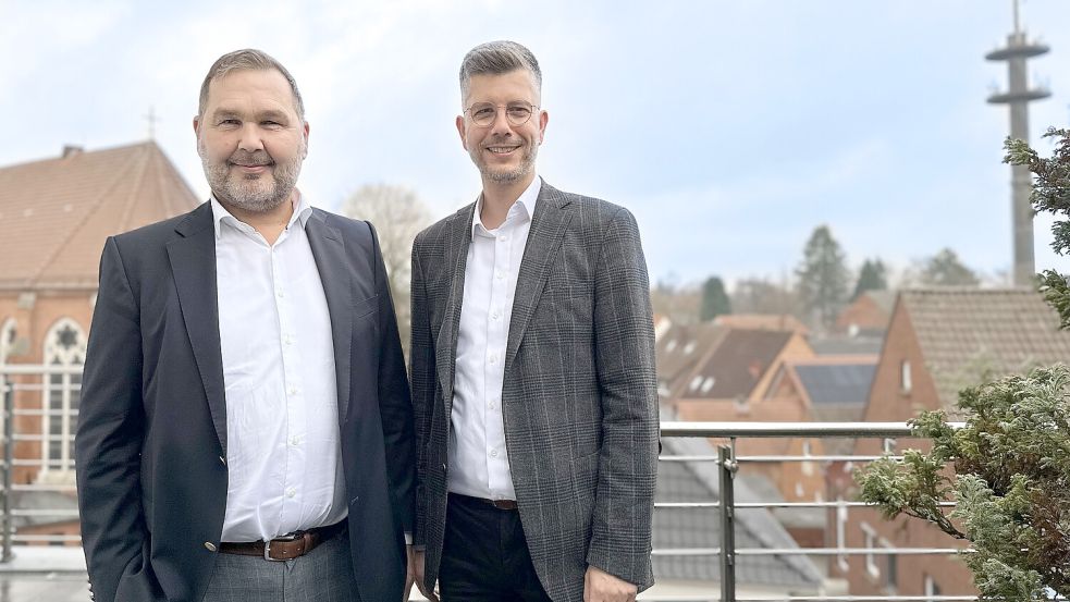 Das neue Vorstands-Duo (von links): Stefan Awick und Carsten Wilken. Foto: Volksbank