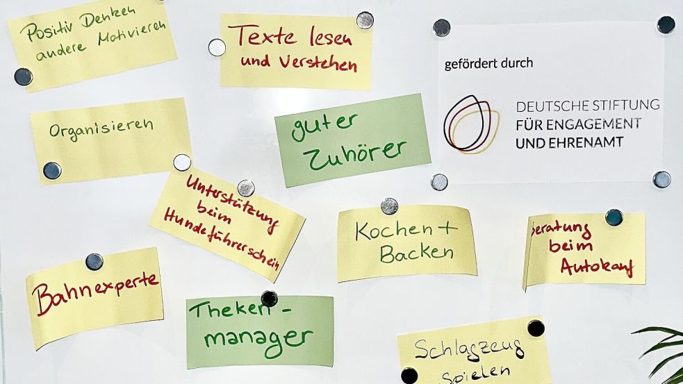 Die Karten wurden anschließend an eine Magnetwand geheftet. Wie zu sehen ist, haben die unterschiedlichen Generationen einiges zu bieten. Fotos: Scherzer