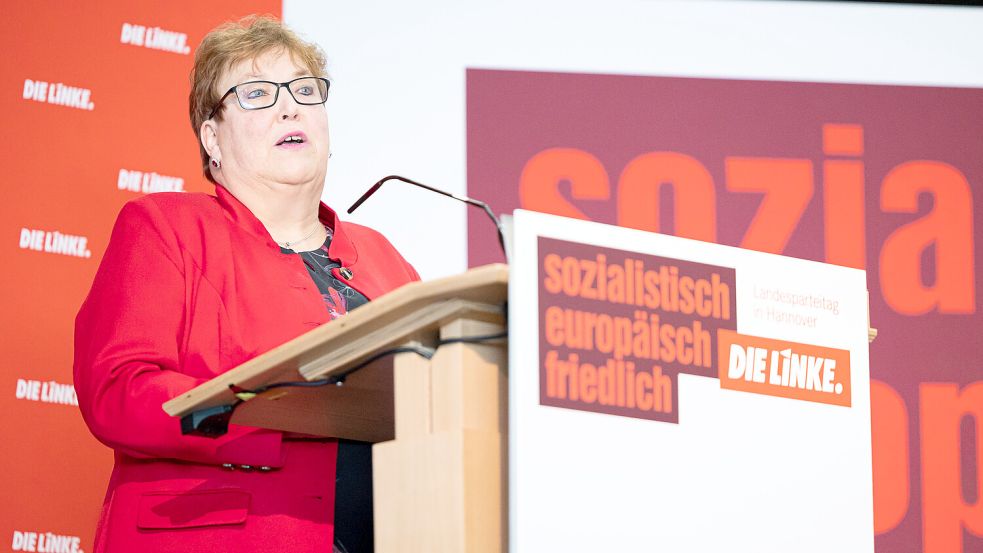 2023 wurde Junker auf dem Landesparteitag der Linken Niedersachsen zur Landesvorsitzenden gewählt. Foto: dpa/Michael Matthey