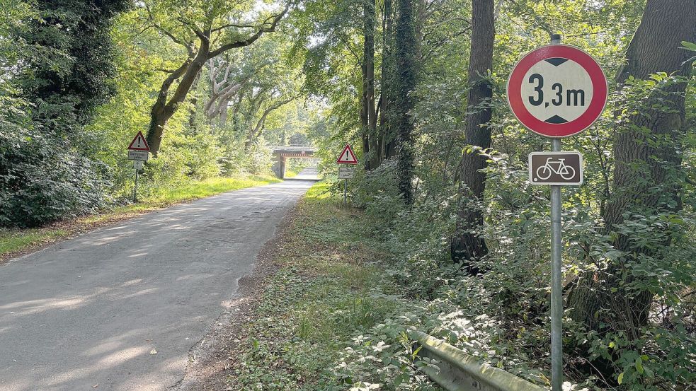 Der Utender Damm in Fahrtrichtung Strücklingen kurz vor der Unterführung der B 72. Hier im September 2024 fotografiert. In dem Bereich wird nicht saniert. Foto: Kruse (Archiv)