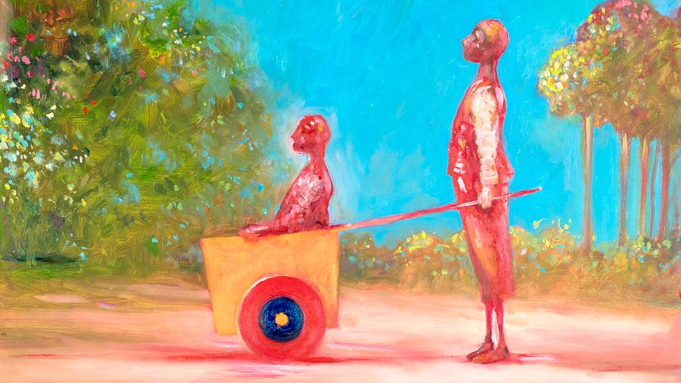 Zoppe Voskuhl hat dem Kunsthaus Leer einen Teil seiner Bilder vermacht. Sie sind noch bis einschließlich 16. Februar 2025 in der Ausstellung "Zoppe Voskuhl - Wunderland" im Kunsthaus ausgestellt. Foto: Kunsthaus