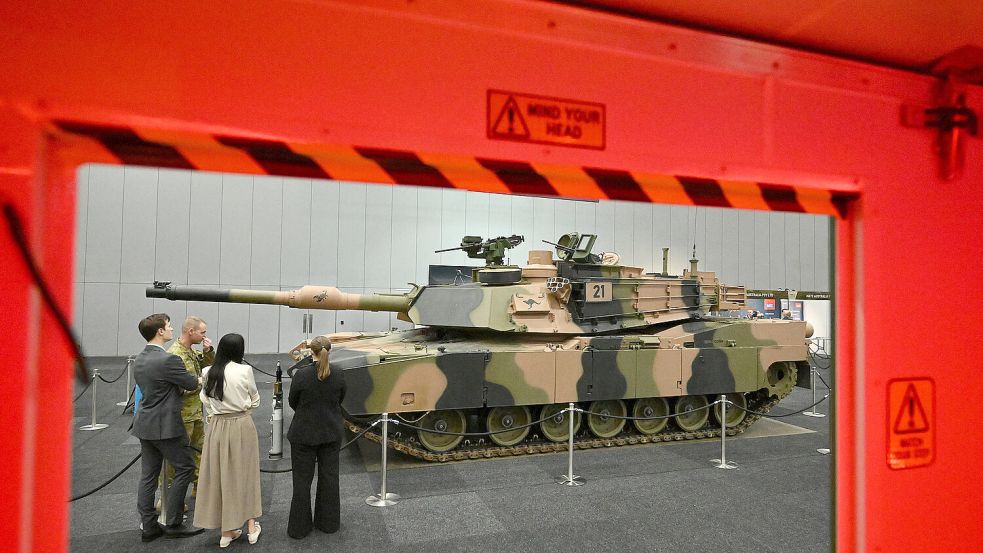 Exportschlager US-Waffen: Ein Abrams-Panzer auf einer Militär-Messe in Melbourne. Foto: picture alliance/dpa/AAP/Joel Carrett