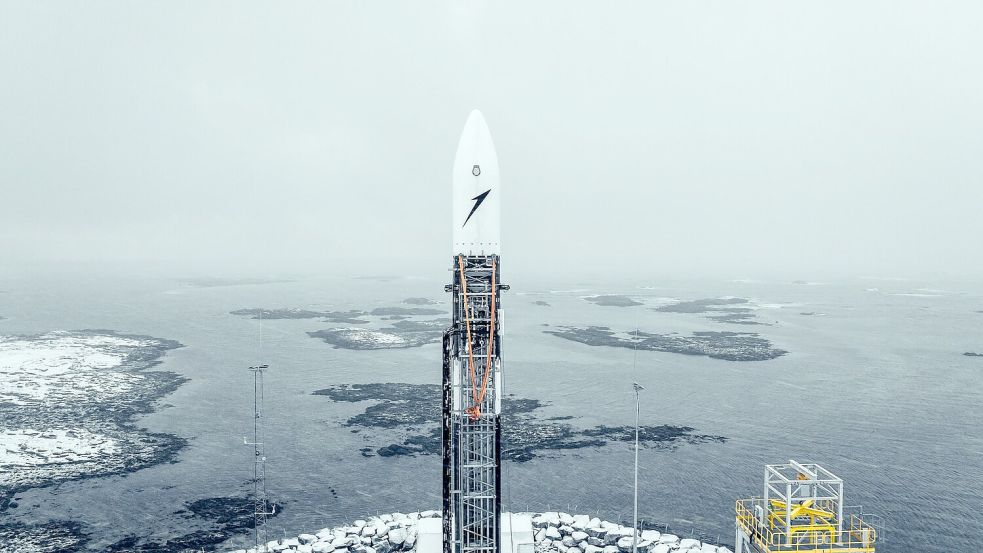 Die Rakete von Isar Aerospace. (Handout) Foto: Wingmen Media/Isar Aerospace/dpa