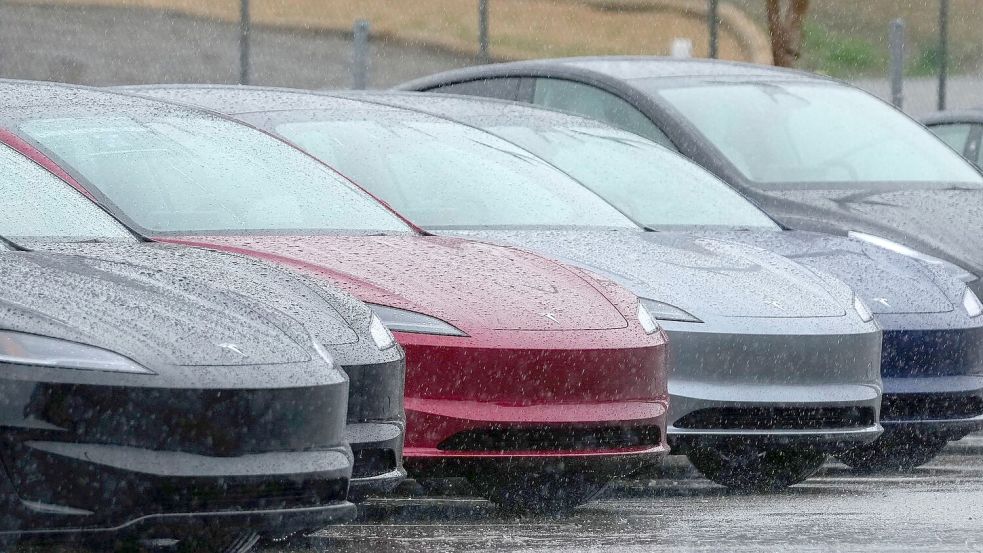 Tesla steht derzeit in Sachen Beliebtheit im Regen. (Archivbild) Foto: Godofredo A. Vásquez/AP/dpa