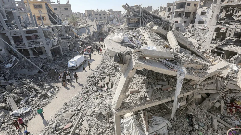 Zerstörte Gebäude östlich der Stadt Gaza. Foto: Omar Ashtawy/APA Images via ZUMA Press Wire/dpa