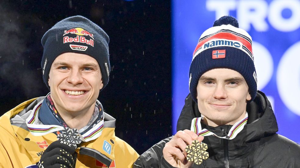 Bekommt Andreas Wellinger im Nachgang Lindviks Goldmedaille? Foto: Hendrik Schmidt/dpa