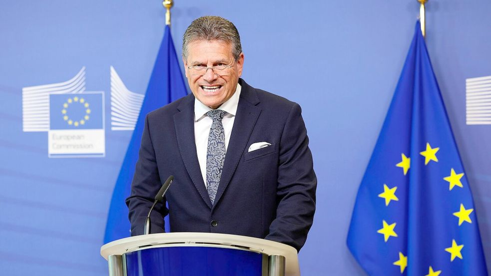 Will vorerst an Plan A festhalten und weiter mit den USA reden: EU-Kommissar Maros Sefcovic. (Archivbild) Foto: Geert Vanden Wijngaert/AP/dpa
