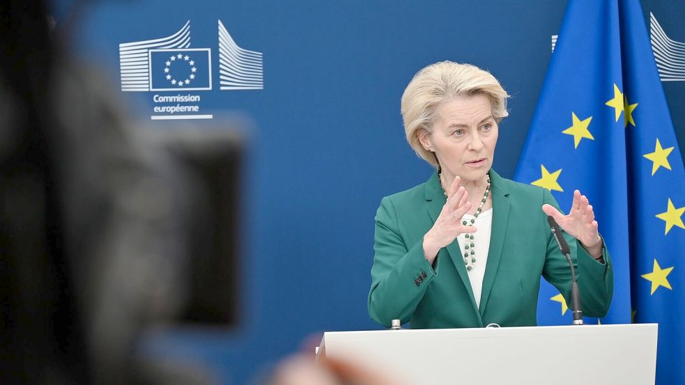 Ursula von der Leyen kündigte an, dass die EU den USA einen Freihandelsdeal für Industriegüter angeboten hat. (Archivbild) Foto: Anna Ross/dpa