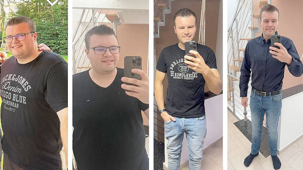 Vorher/Nachher: Tim Bahlmann hat sein Gewicht von 133 auf 78 Kilogramm verringert. Fotos: Bahlmann