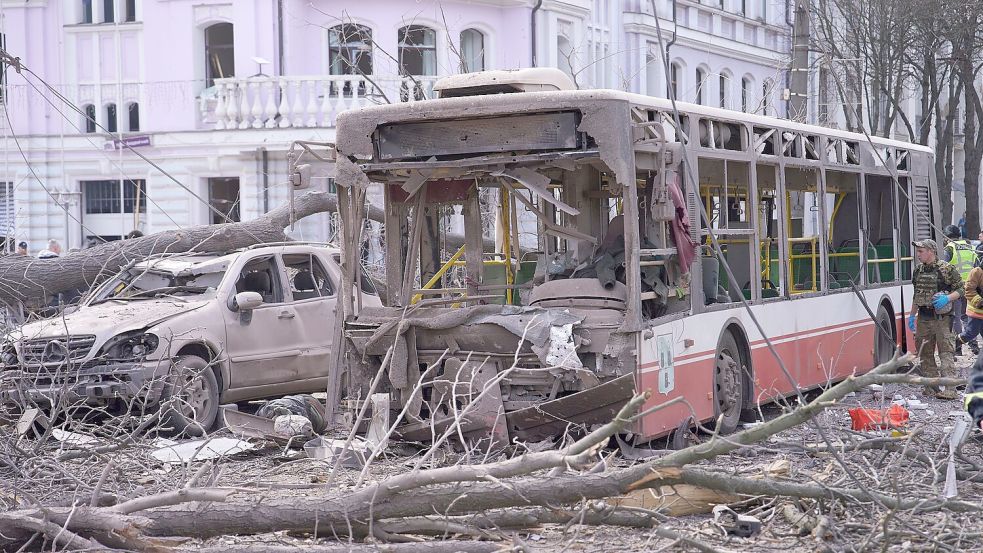 Die Stadt Sumy im Nordosten der Ukraine ist immer wieder Ziel russischer Raketenschläge. Foto: Uncredited/AP/dpa