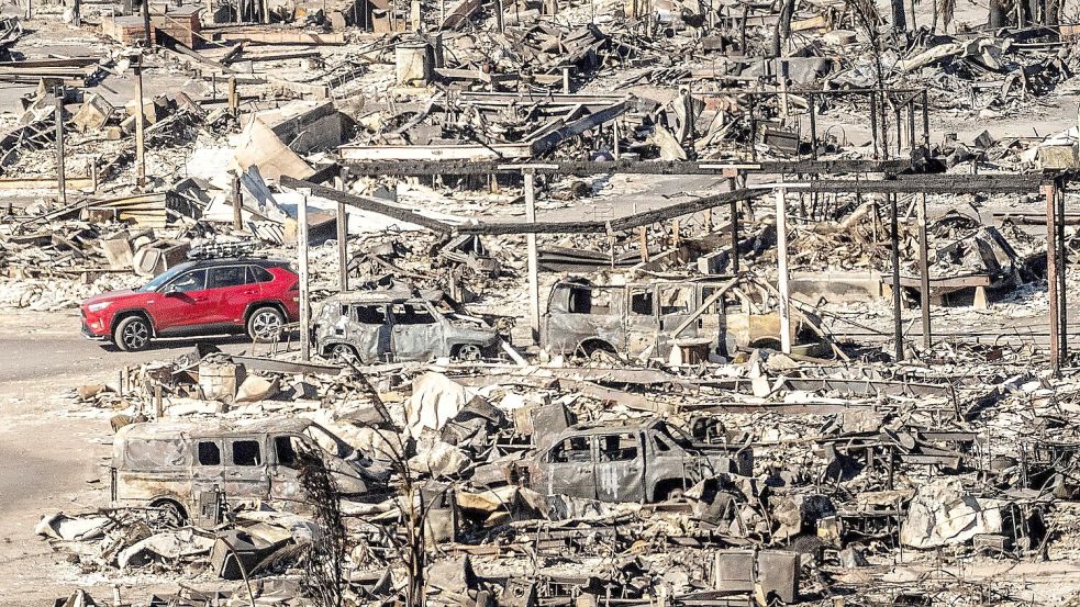 Die Aufbauarbeiten nach den Flächenbränden im Januar werden lange dauern. (Archivbild) Foto: Noah Berger/AP/dpa