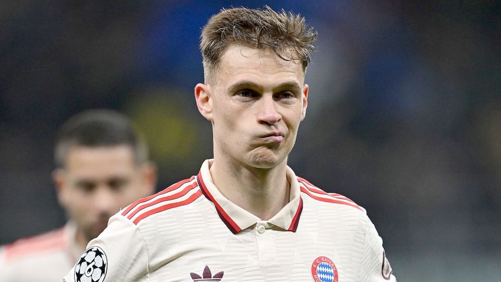 Frust pur: Joshua Kimmich nach dem Bayern-Aus in Mailand. Foto: Sven Hoppe/dpa