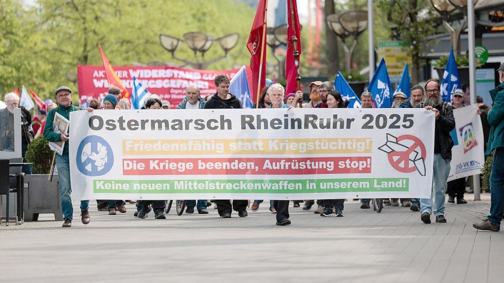 Zum Ostermarsch Rhein-Ruhr werden an drei Tagen insgesamt etwa 2.000 Teilnehmer erwartet. Foto: Thomas Banneyer/dpa