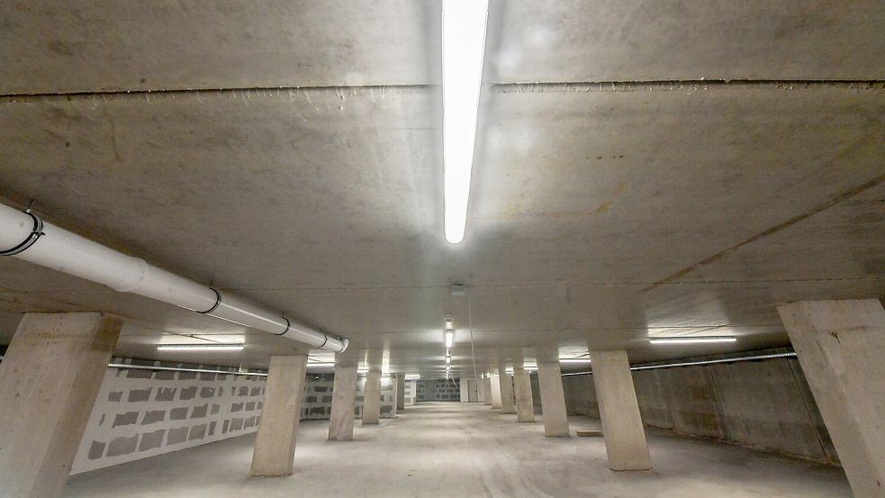 Die Tiefgarage. Sie wird später nur den Nutzern des Gebäudes zur Verfügung stehen. Foto: Klaus Ortgies