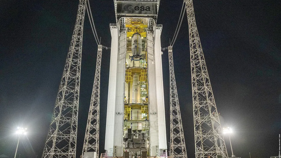 Eine Vega-C-Trägerrakete soll den „Biomass“-Satelliten der ESA vom Weltraumbahnhof Kourou in Französisch-Guayana ins All bringen. Foto: T. Leduc/ESA-CNES-ARIANESPACE/Optique vidéo du CSG–T. Leduc/dpa