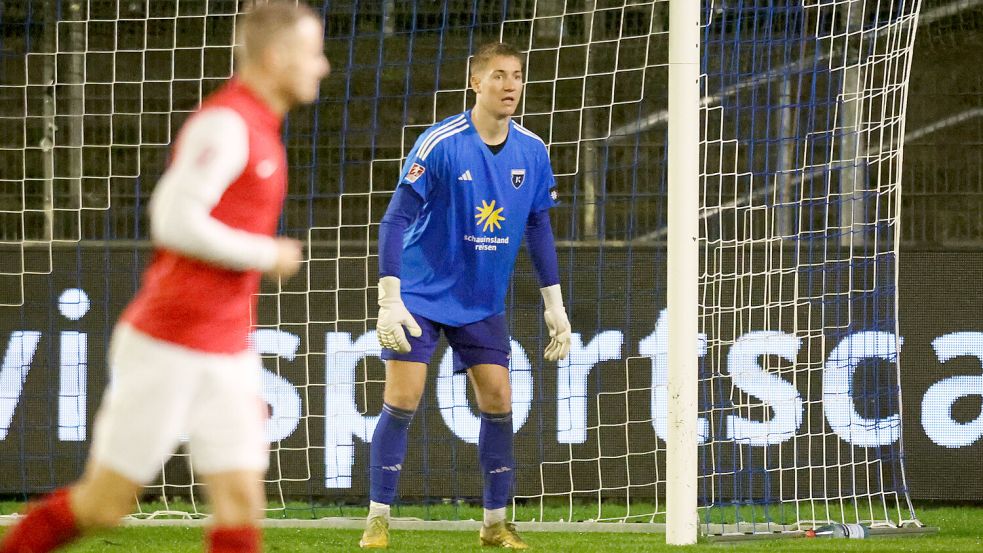 Das Hinspiel gewann der TSV Havelse mit 2:1 im Ostfrieslandstadion. Torhüter Marcel Bergmann wird diesmal wohl auf der Bank sitzen. Foto: Doden/Emden