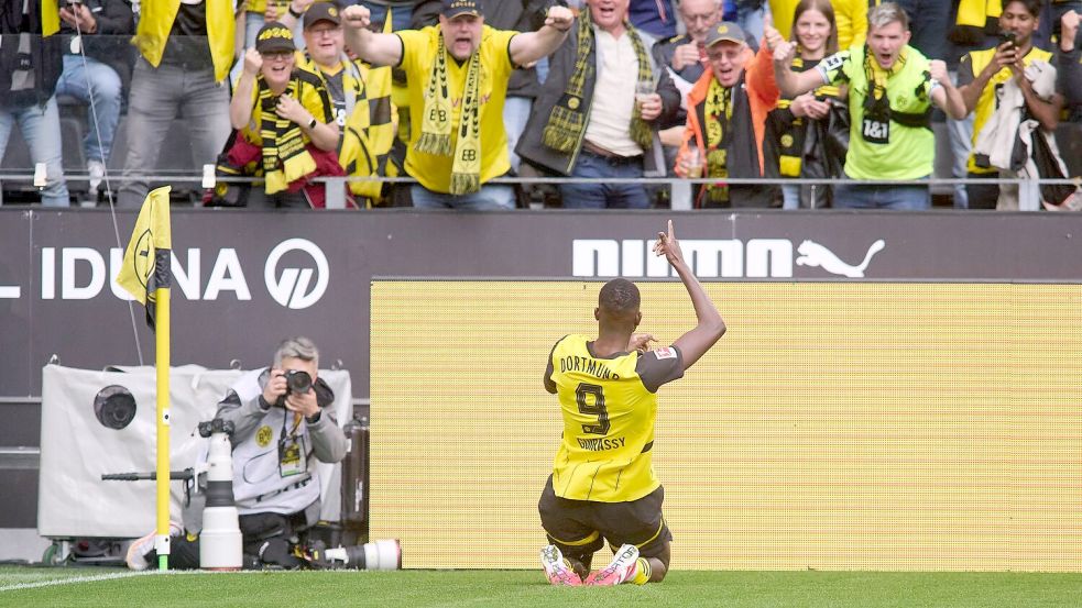 Serhou Guirassy erzielte einen Doppelpack für den BVB Foto: Bernd Thissen/dpa