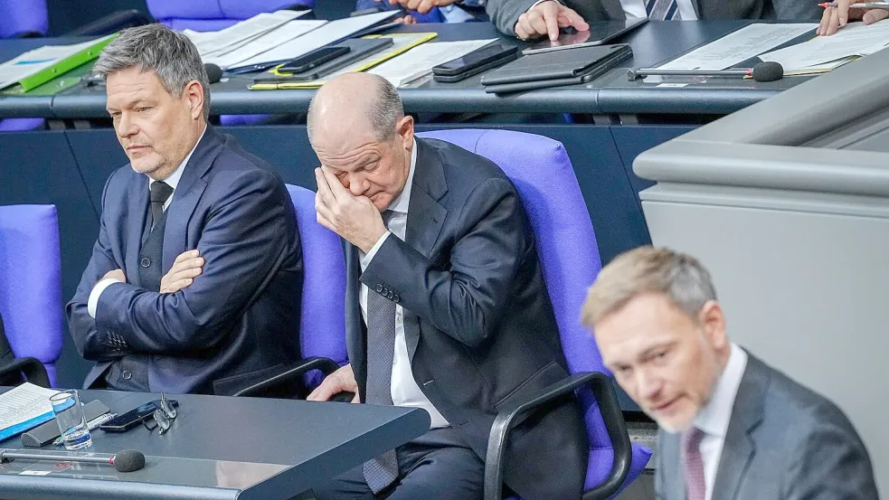 Habeck, Scholz, Lindner: Das Ampel-Trio hat nicht so richtig gut funktioniert. Foto: Kay Nietfeld/dpa