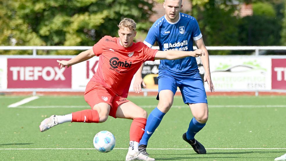 Keno Buß (vorne) verlässt Aurich nach nur einem Jahr. Er ist mit derzeit 21 Treffern bester Torschütze des Teams. Foto: Doden/Blomberg