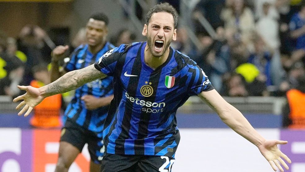 Torschütze zum 2:0 für Inter: Ex-Bundesliga-Profi Hakan Calhanoglu. Foto: Luca Bruno/AP/dpa