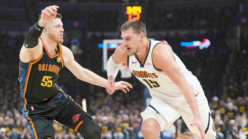 Isaiah Hartenstein und die Oklahoma City Thunder hatten die Nuggets um Nikola Jokic komplett unter Kontrolle. Foto: Kyle Phillips/AP/dpa