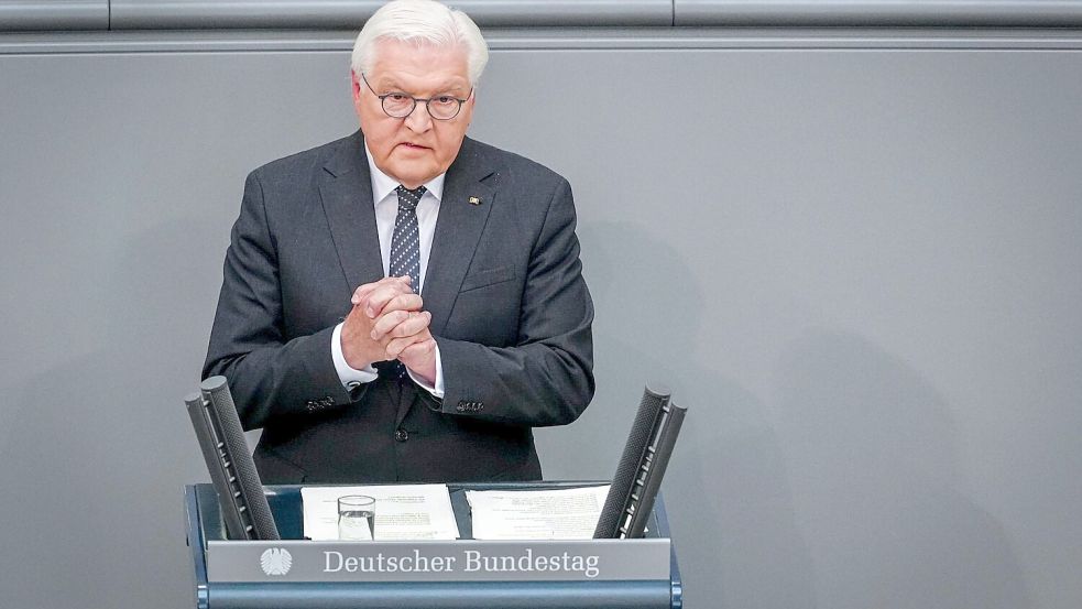 Bundespräsident Frank-Walter Steinmeier im Bundestag: „Sind wir nicht mit unserer Geschichte, mit unseren Erfahrungen eigentlich besonders gut gerüstet für die Anfechtungen unserer Zeit?“ Foto: Kay Nietfeld