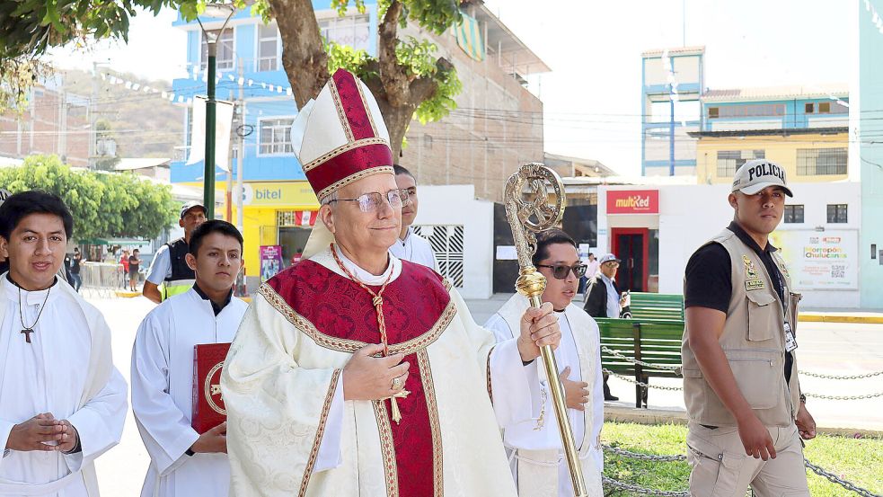 Papst Leo XIV., hier noch noch als Bischof von Chiclayo. Foto: picture alliance/dpa/Diocese of Chulucanas via AP