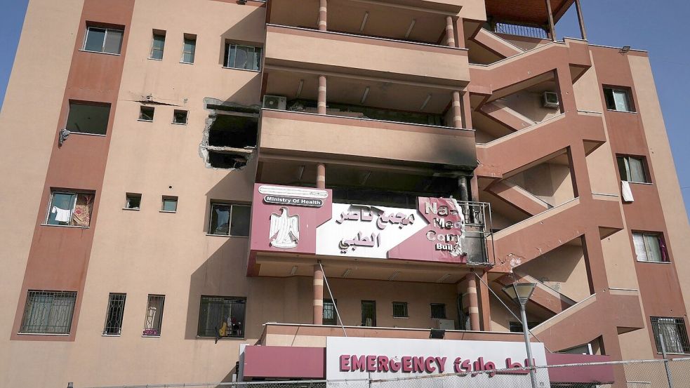 Schäden an Krankenhaus im Gazastreifen. Foto: Jehad Alshrafi/AP/dpa