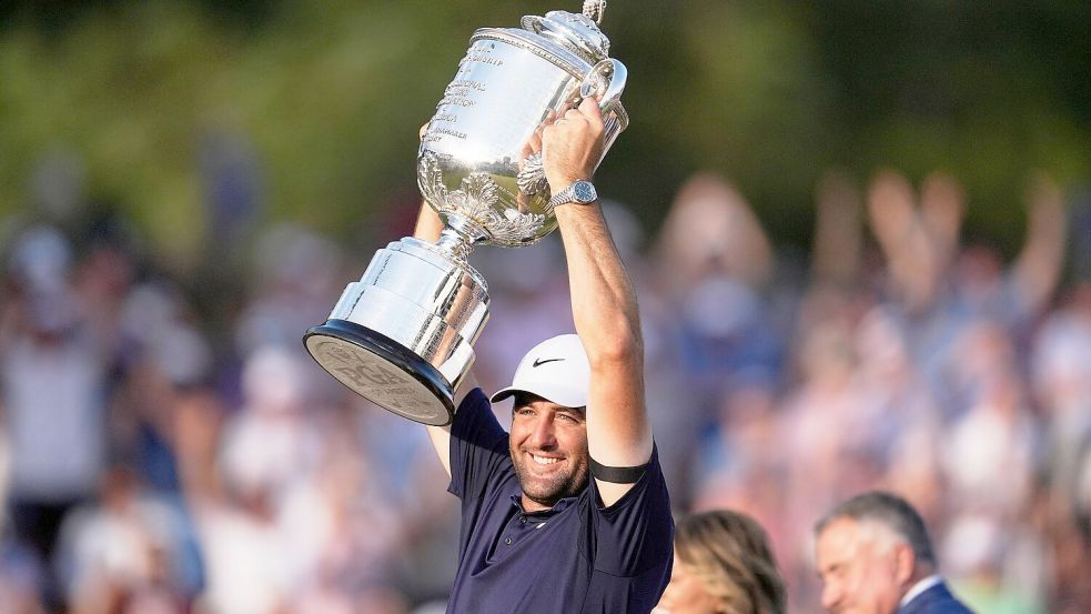 Scottie Scheffler holte sich bei der PGA Championship den dritten Major-Sieg seiner Karriere. Foto: George Walker IV/AP/dpa