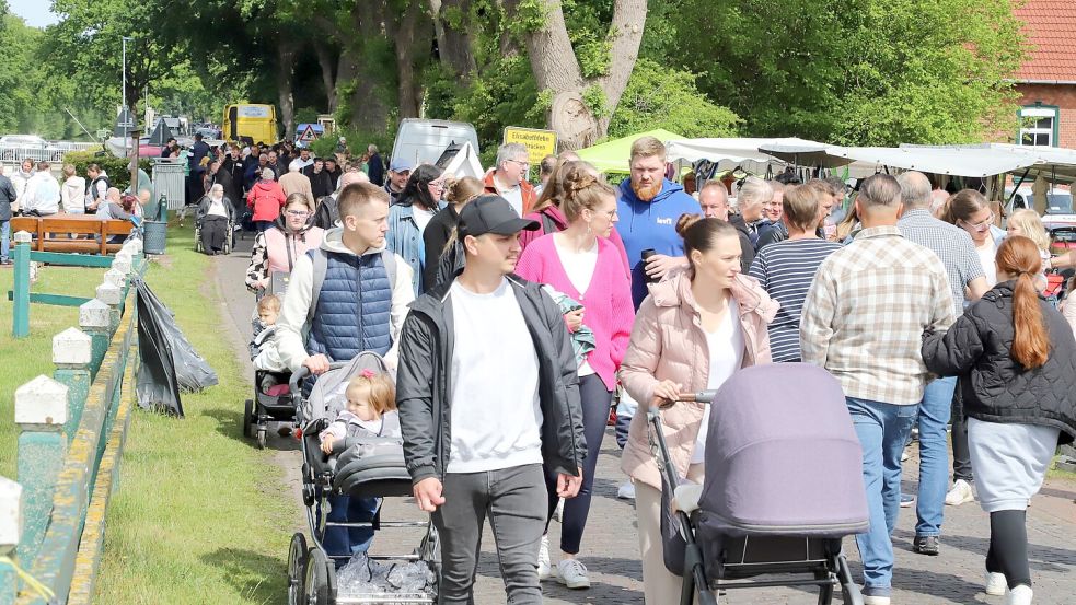 Es waren wieder Zehntausende von Besuchern auf dem rund zehn Kilometer langen Riesenflohmarkt in Elisabethfehn unterwegs. Foto: Hans Passmann