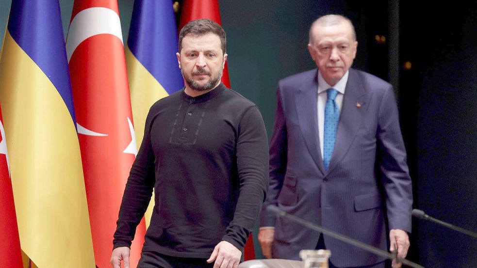 Der ukrainische Präsident Wolodymyr Selenskyj dankte der Türkei für ihre Unterstützung der territorialen Unversehrtheit des Landes. (Archivbild) Foto: Yavuz Ozden/DIA Photo/AP/dpa