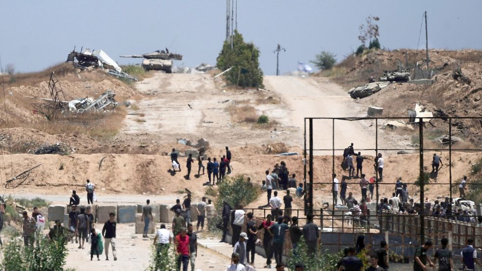 Ein Gebiet bei einem Verteilungszentrum im südlichen Gazastreifen Foto: Abdel Kareem Hana/AP/dpa