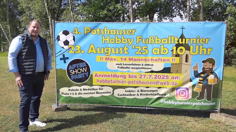 Holger Focken vom Haupt-Orgateam freut sich auch in diesem Jahr auf das beliebte Hobbyfußballturnier in Potshausen. Foto: Clarissa Scherzer