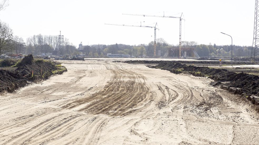 Aus dem Hafenerweiterungsgebiet Bokeler Bogen in Papenburg, wofür auch ein Teil der Rheiderlandstraße verlegt wird, soll und will der letzte dort verbliebene Vollerwerbslandwirt aussiedeln. Foto: Lars Schröer