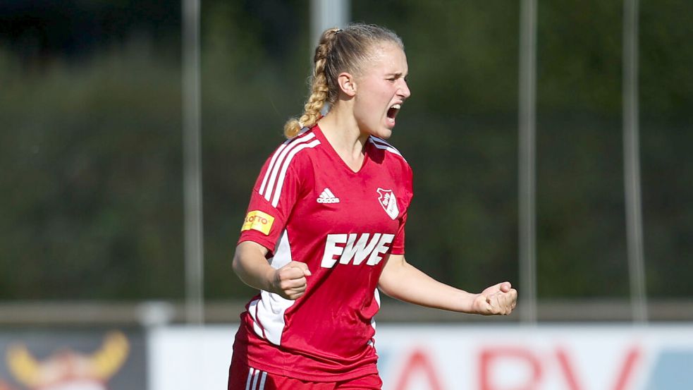 Aurichs Ana-Carolin Hoffmann wurde Oberliga-Torschützenkönigin. Foto: Jens Doden, Emden
