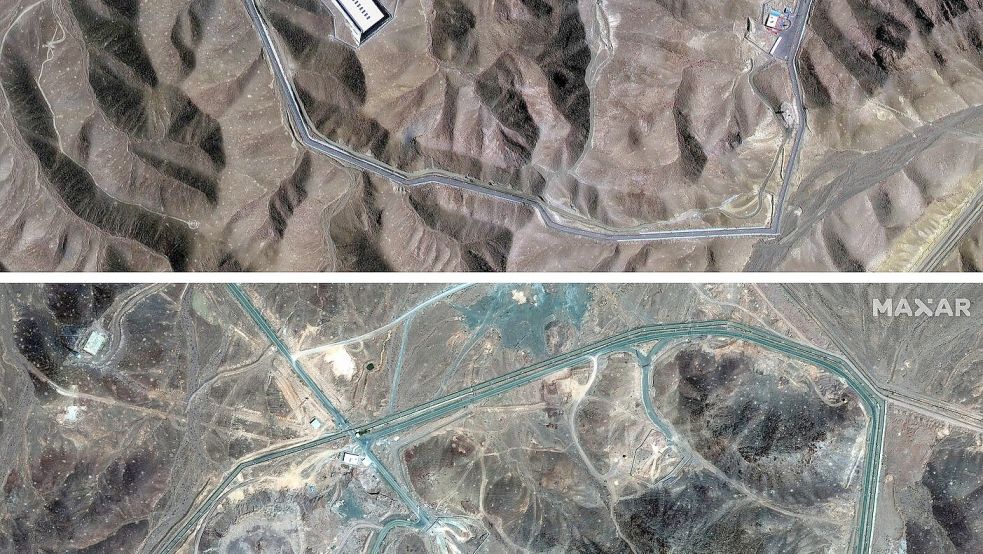 Das genaue Ausmaß der Schäden durch die US-Angriffe bei der Uran-Anreicherungsanlage Fordo und anderen Zielen war zunächst nicht bekannt. Foto: Uncredited/Maxar Technologies via AP/dpa