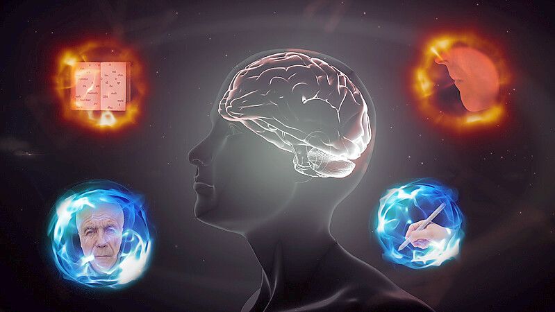 Viele Erkrankte können sich zumindest bruchstückhaft an die eigene Vergangenheit erinnern. Biografische Informationen zu nutzen, kann deshalb im Umgang hilfreich sein. Grafik: Alzheimer Forschung Initiative