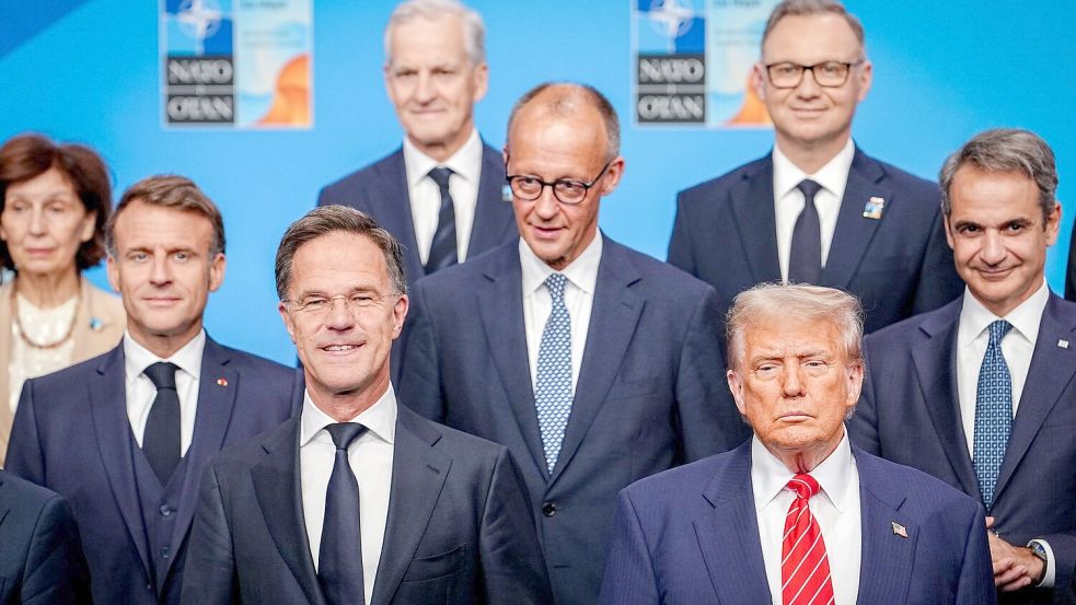 Trump und seine europäischen Verbündeten: Zunächst halten sie zusammen. Foto: Kay Nietfeld/dpa