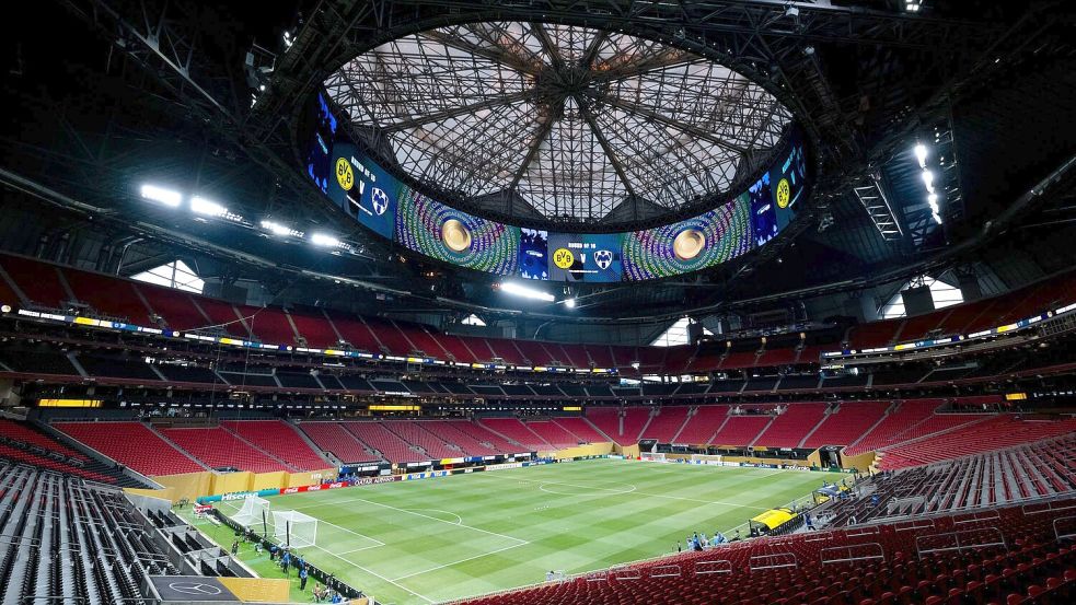 Der schönste WM-Ort, das klimatisierte Hallenstadion in Atlanta. Hier findet 2026 unter anderem ein Halbfinale statt. Foto: Sven Hoppe/dpa