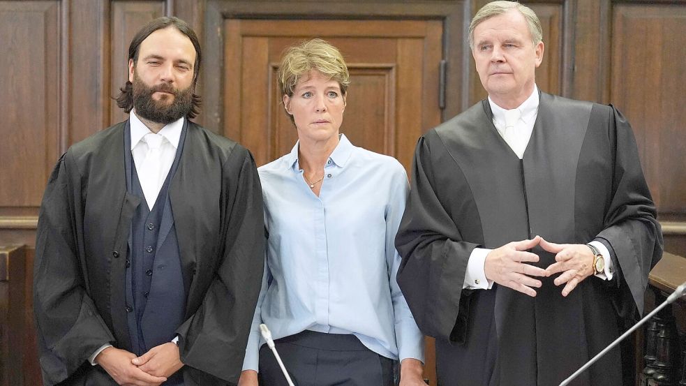 Christina Block kündigte am ersten Prozesstag ein Statement im Laufe des Verfahrens an. Foto: dpa/AFP/Marcus Brandt