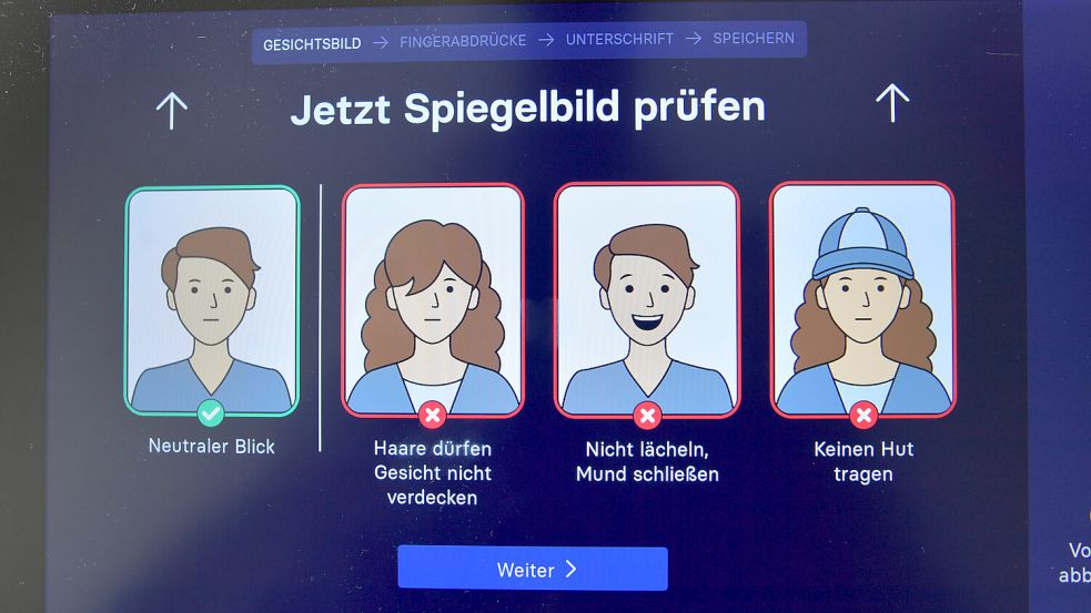 Diese Vorgaben gelten für ein biometrisches Pass- oder Ausweisfoto. Foto: Klaus Ortgies