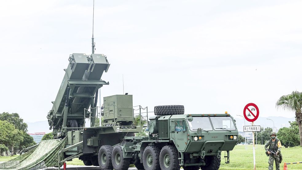 An Air Force Patriot missile system is deployed at a park in Taipei on July 11, 2025 on the fourth day of the Han Kuang military exercise. (Photo by I-Hwa Cheng / AFP) Foto: I-HWA CHENG