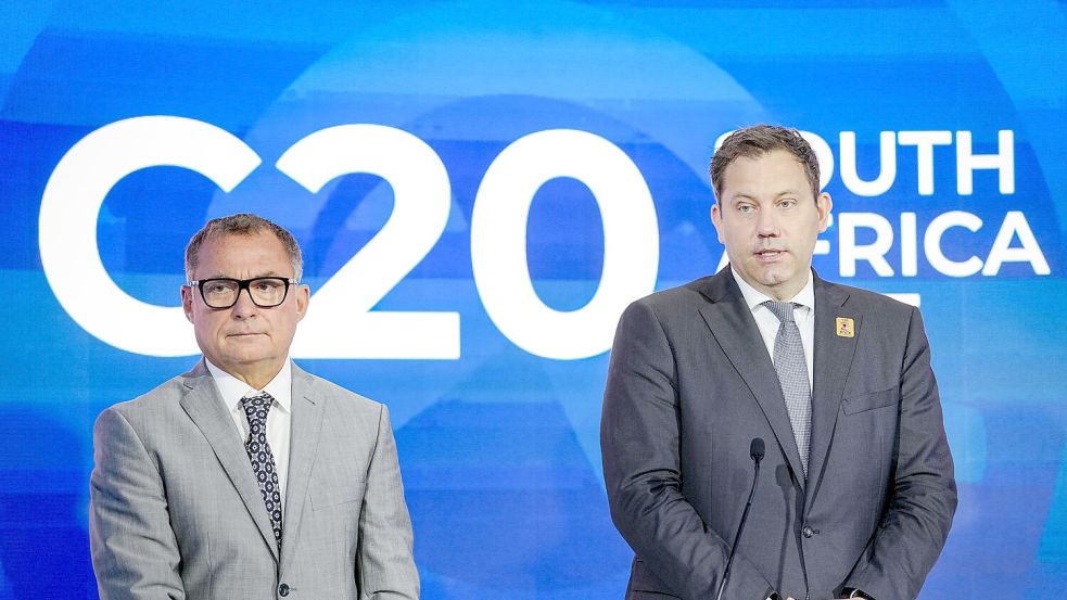 Nagel und Klingbeil beim Treffen der G20 in Südafrika. Foto: Kay Nietfeld/dpa