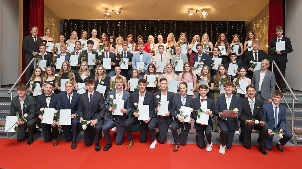 Zu einem Erinnerungsfoto versammelten sich die Abiturienten der FCSO. Foto: privat